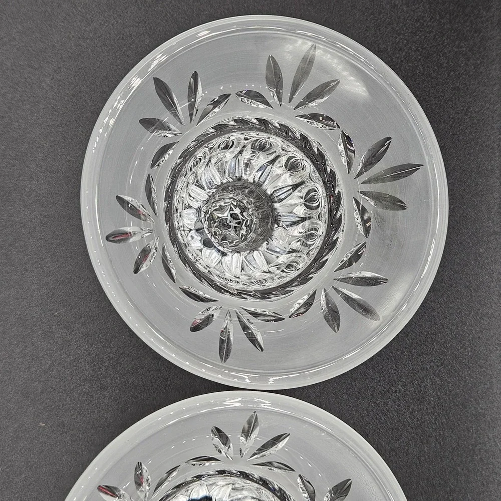 Cristal d'Arques Paris 24% Lead Crystal Frosted Leaf Votive Holders Set of 2